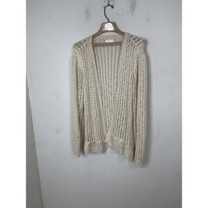 Lauren Conrad LC Womens 3X Open Knit Crochet Cardigan Sweater Cream